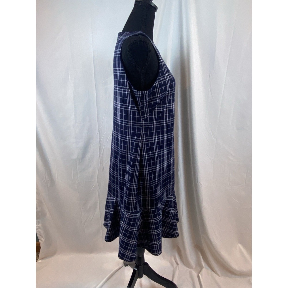 1901 Women's Size 12 Navy Blue Plaid Sleeveless Sheath Dress - Picture 5 of 10